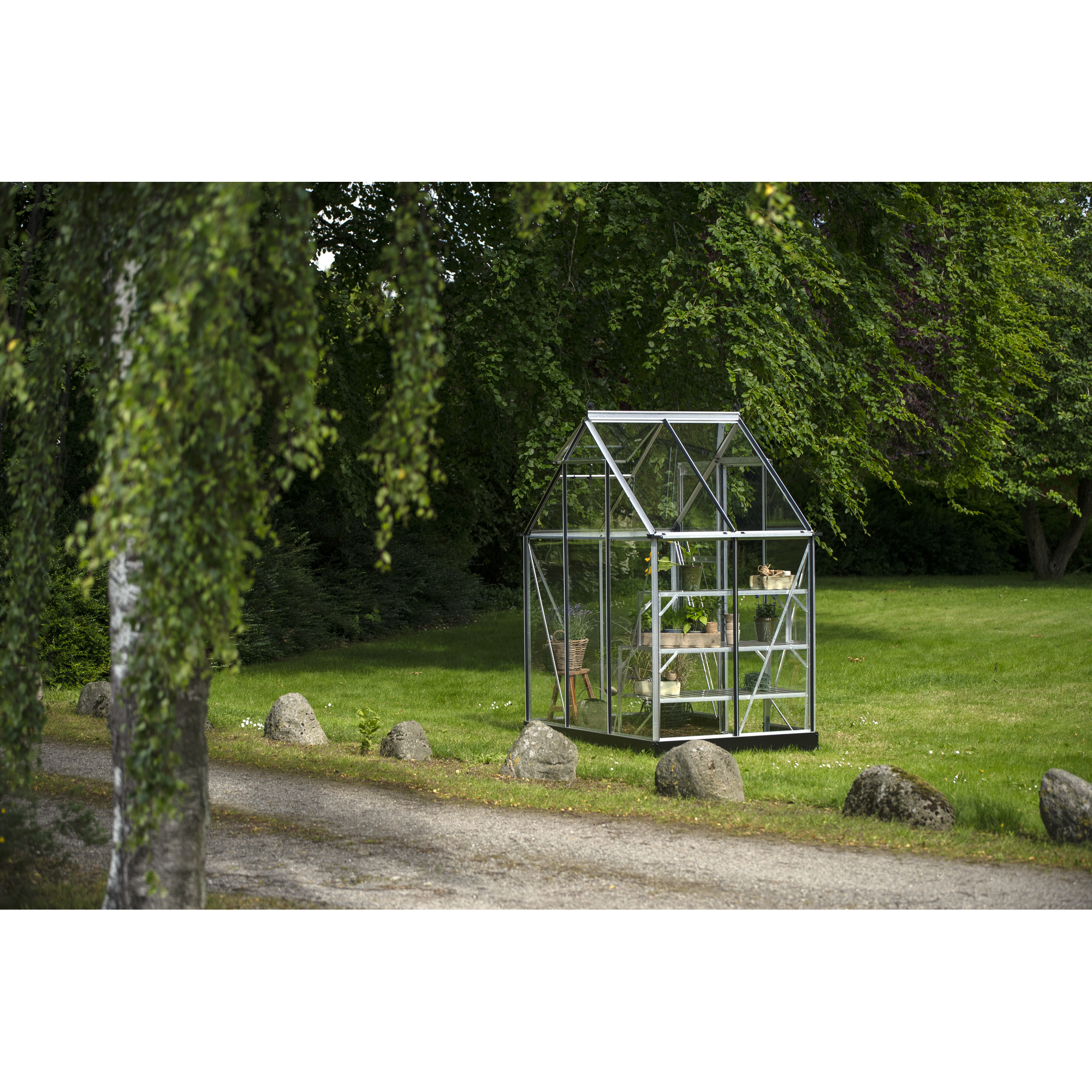 Gewächshaus 'ICON 6' 192,5 x 130,3 cm mit 3 mm Sicherheitsglas aluminiumfarben