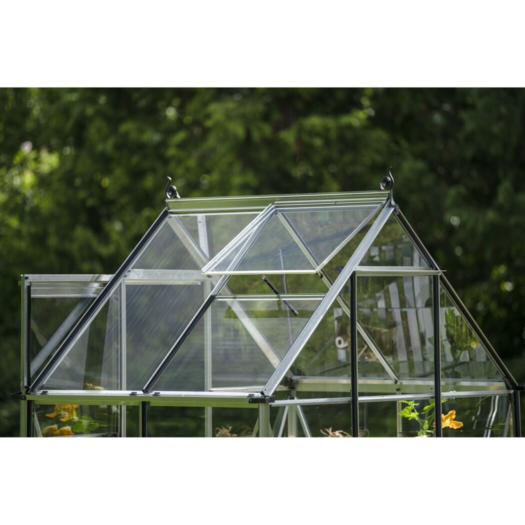 Gewächshaus 'ICON 6' 192,5 x 130,3 cm mit 3 mm Sicherheitsglas aluminiumfarben