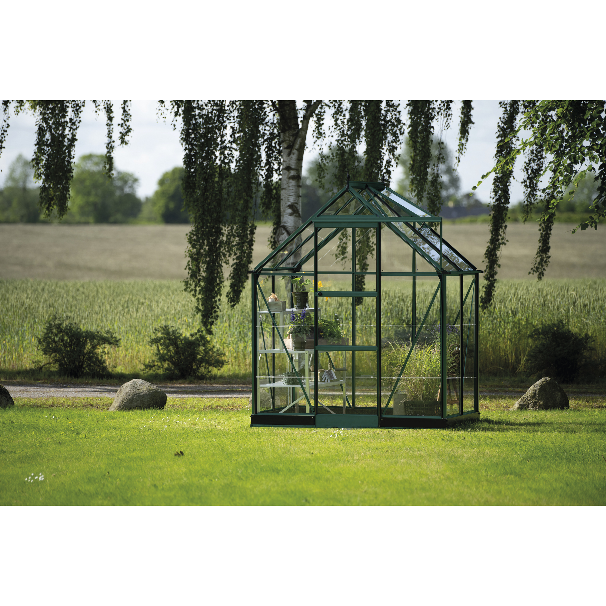 Gewächshaus 'ICON 6' 192,5 x 130,3 cm mit 3 mm Blankglas grün
