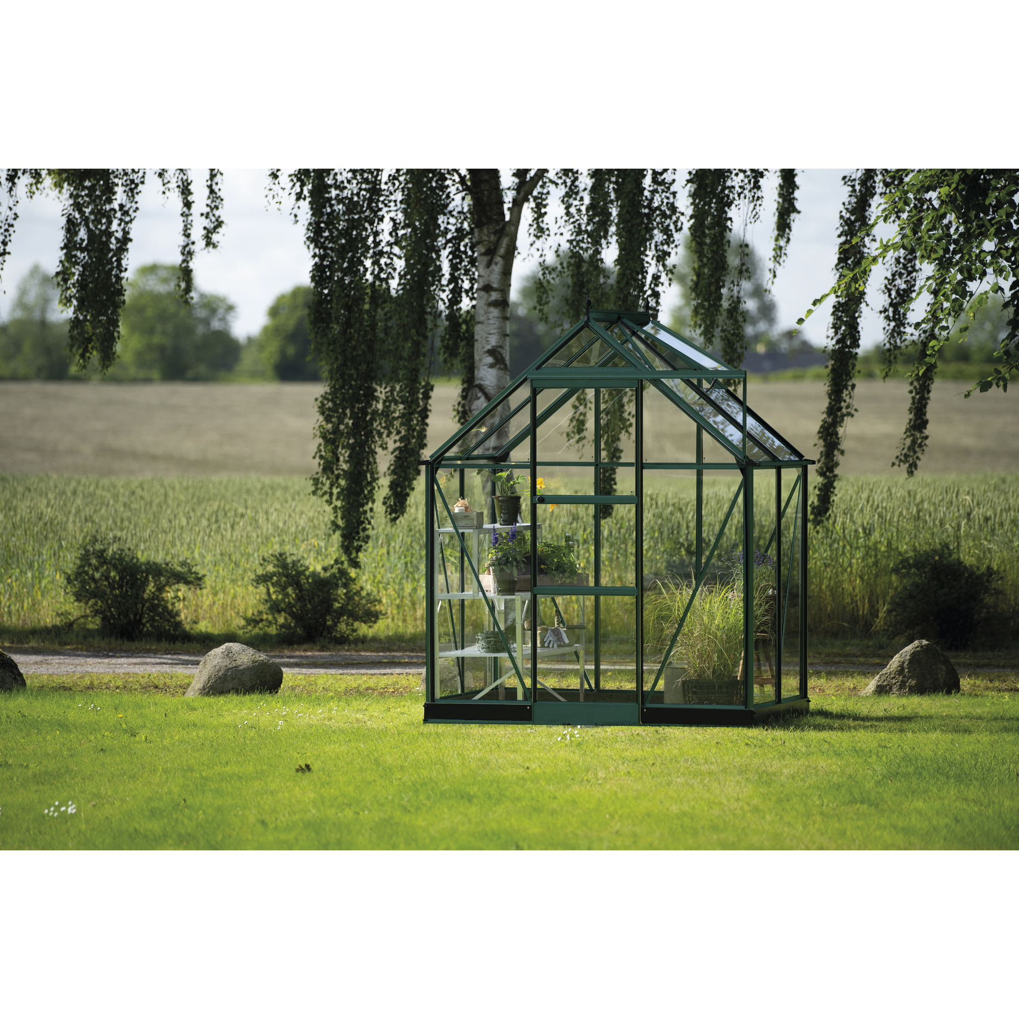 Gewächshaus 'ICON 6' 192,5 x 130,3 cm mit 3 mm Sicherheitsglas grün