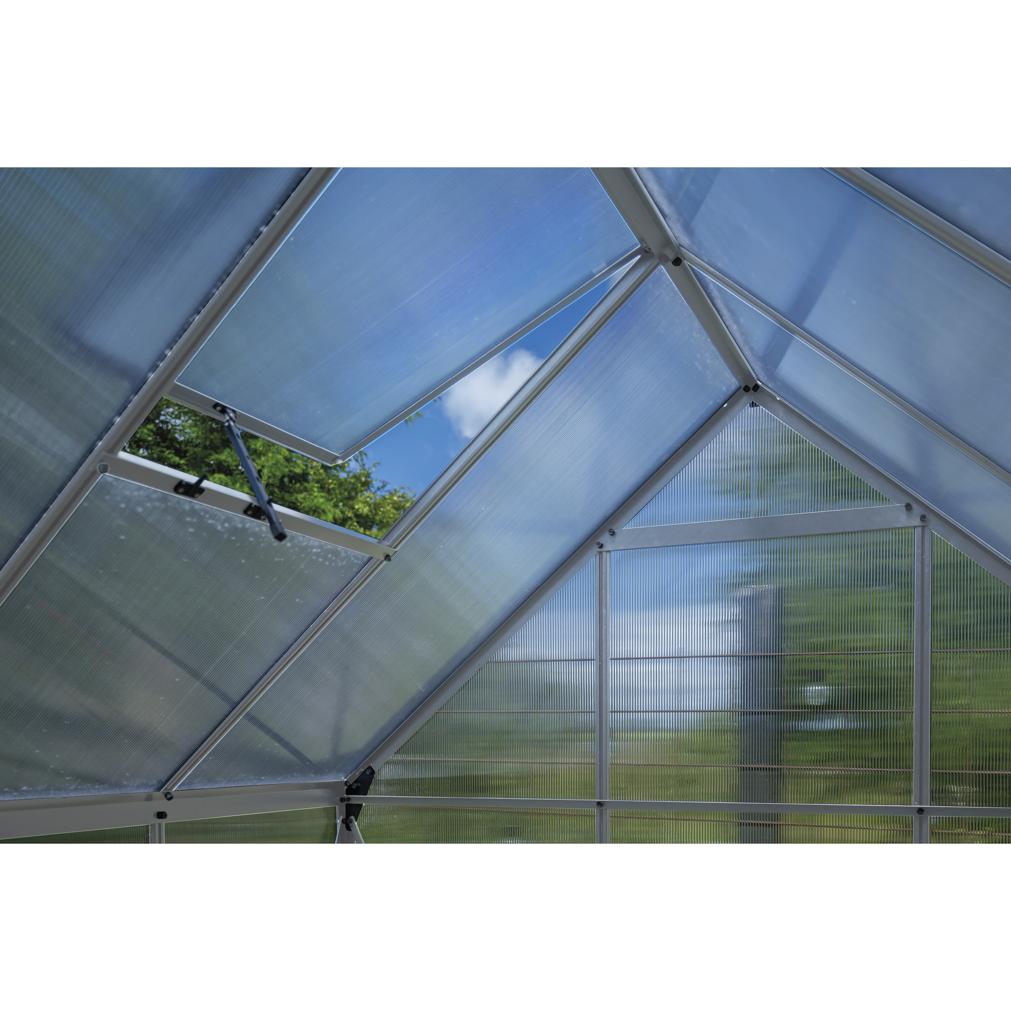 Gewächshaus 'ICON 6' 192,5 x 192,5 cm mit 4 mm Doppelstegplatten aluminiumfarben