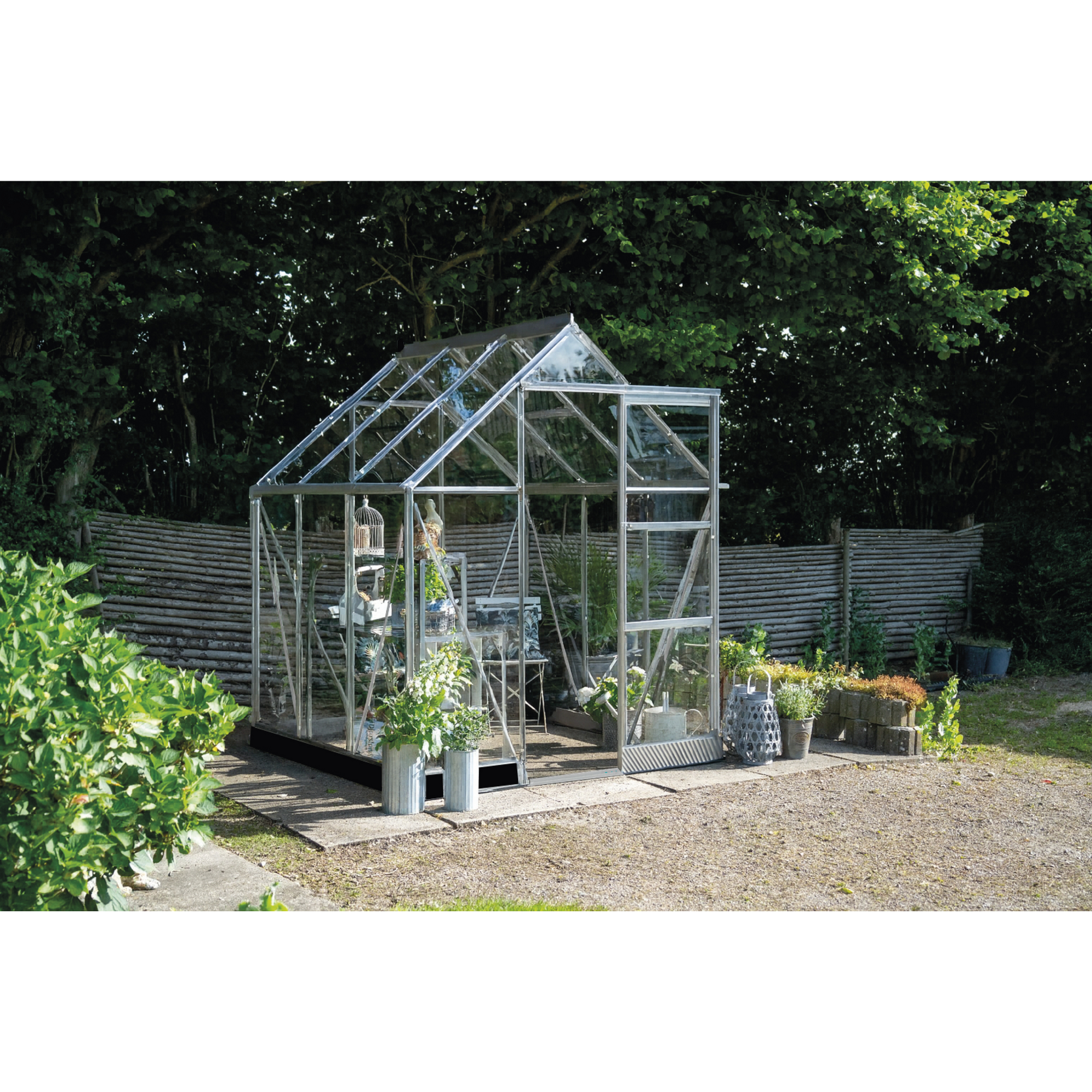 Gewächshaus 'ICON 6' 192,5 x 192,5 cm mit 3 mm Sicherheitsglas aluminiumfarben