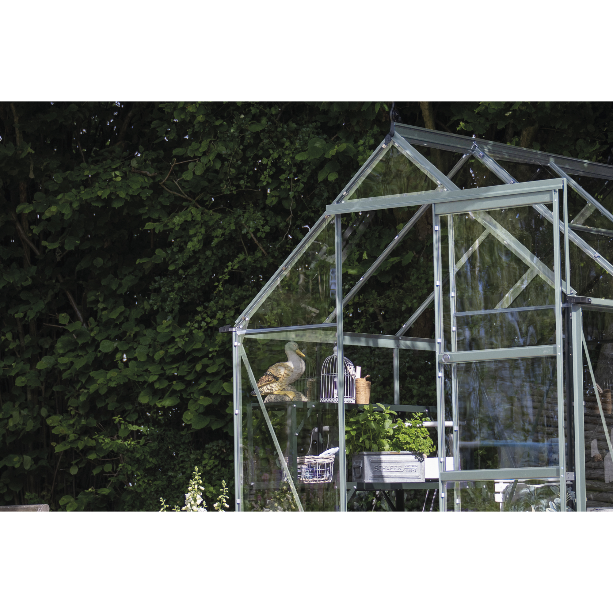 Gewächshaus 'ICON 6' 192,5 x 192,5 cm mit 3 mm Sicherheitsglas aluminiumfarben