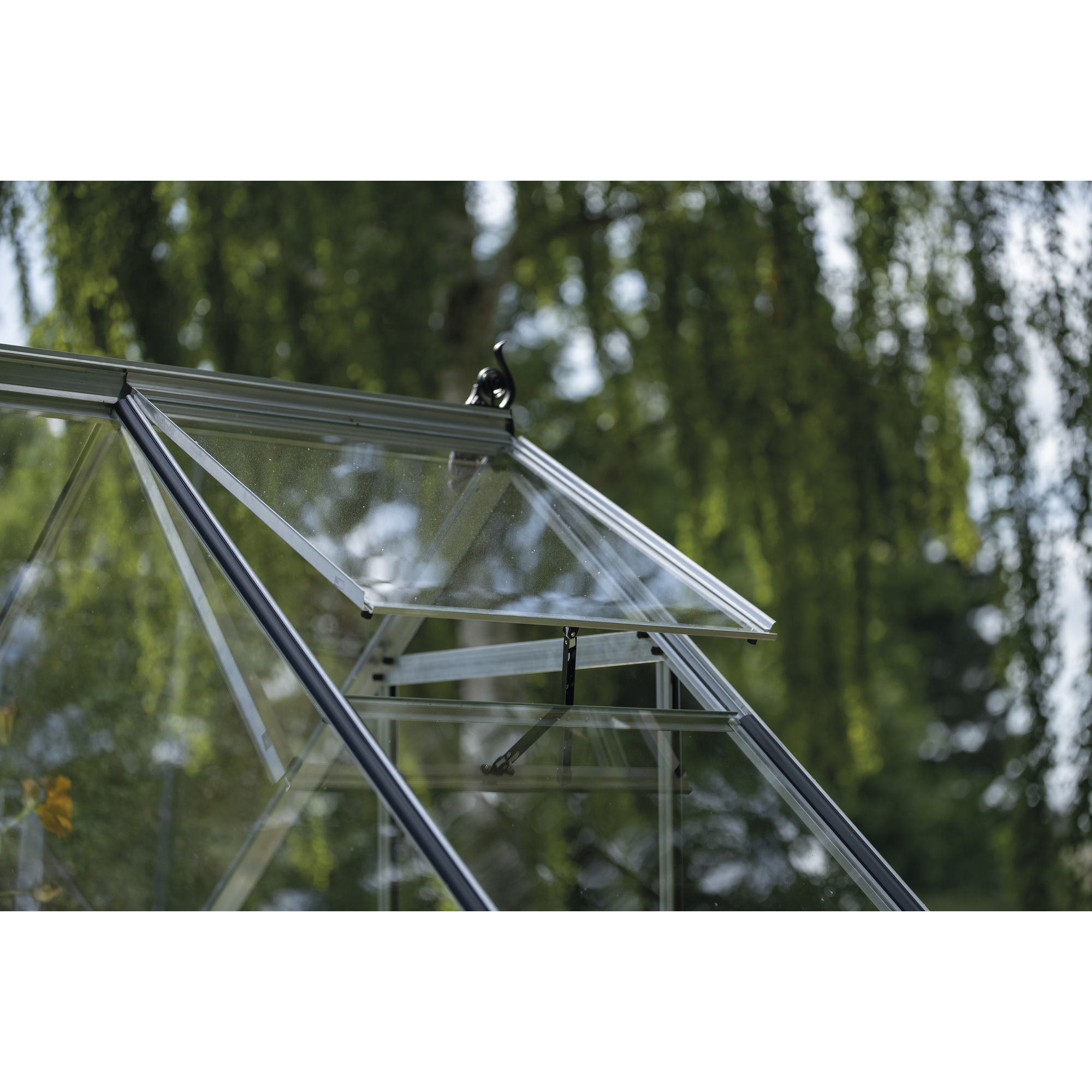 Gewächshaus 'ICON 6' 192,5 x 192,5 cm mit 3 mm Sicherheitsglas aluminiumfarben