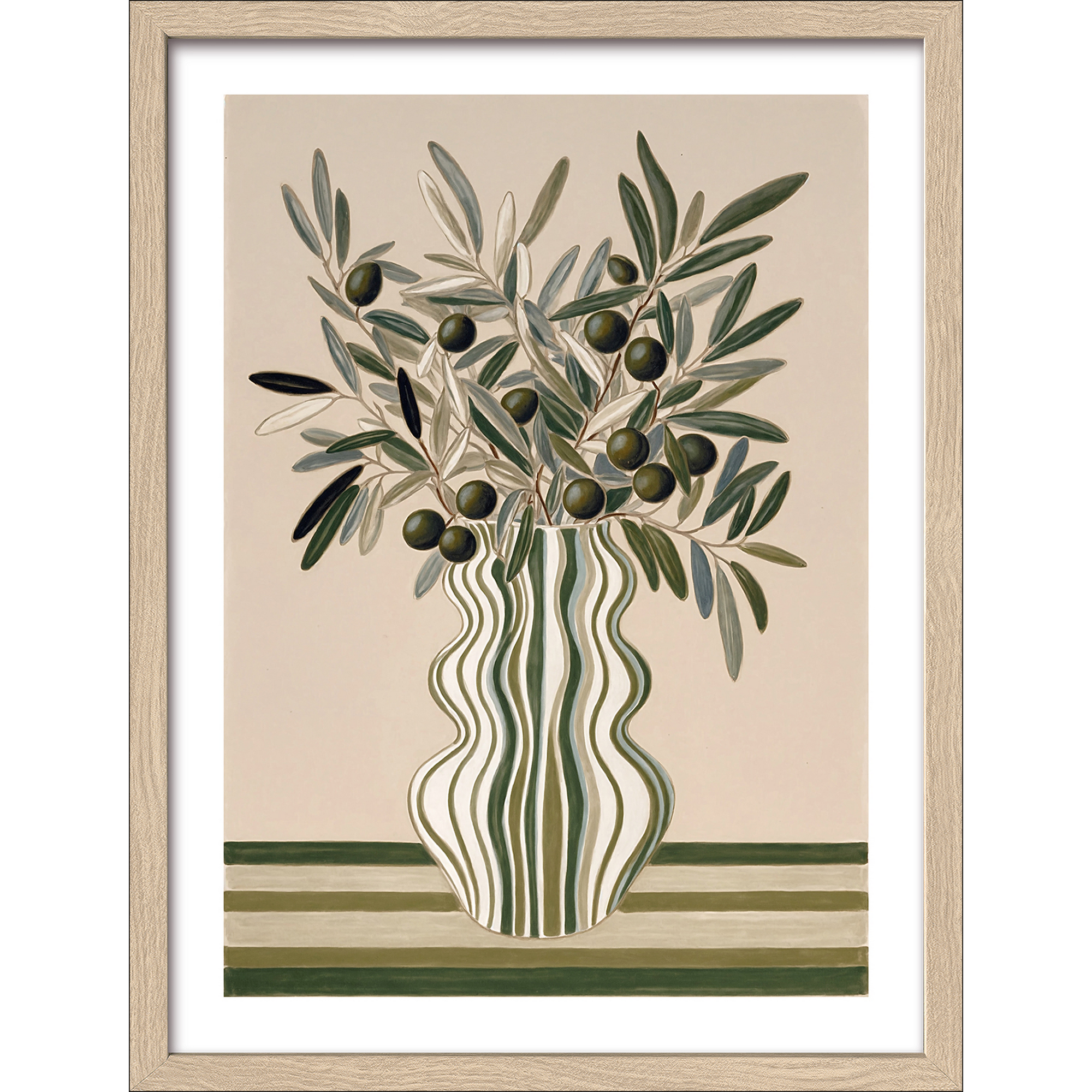 Kunstdruck Framed-Art Slim Scandic 'Vase Olives' 33 x 43 cm gerahmt