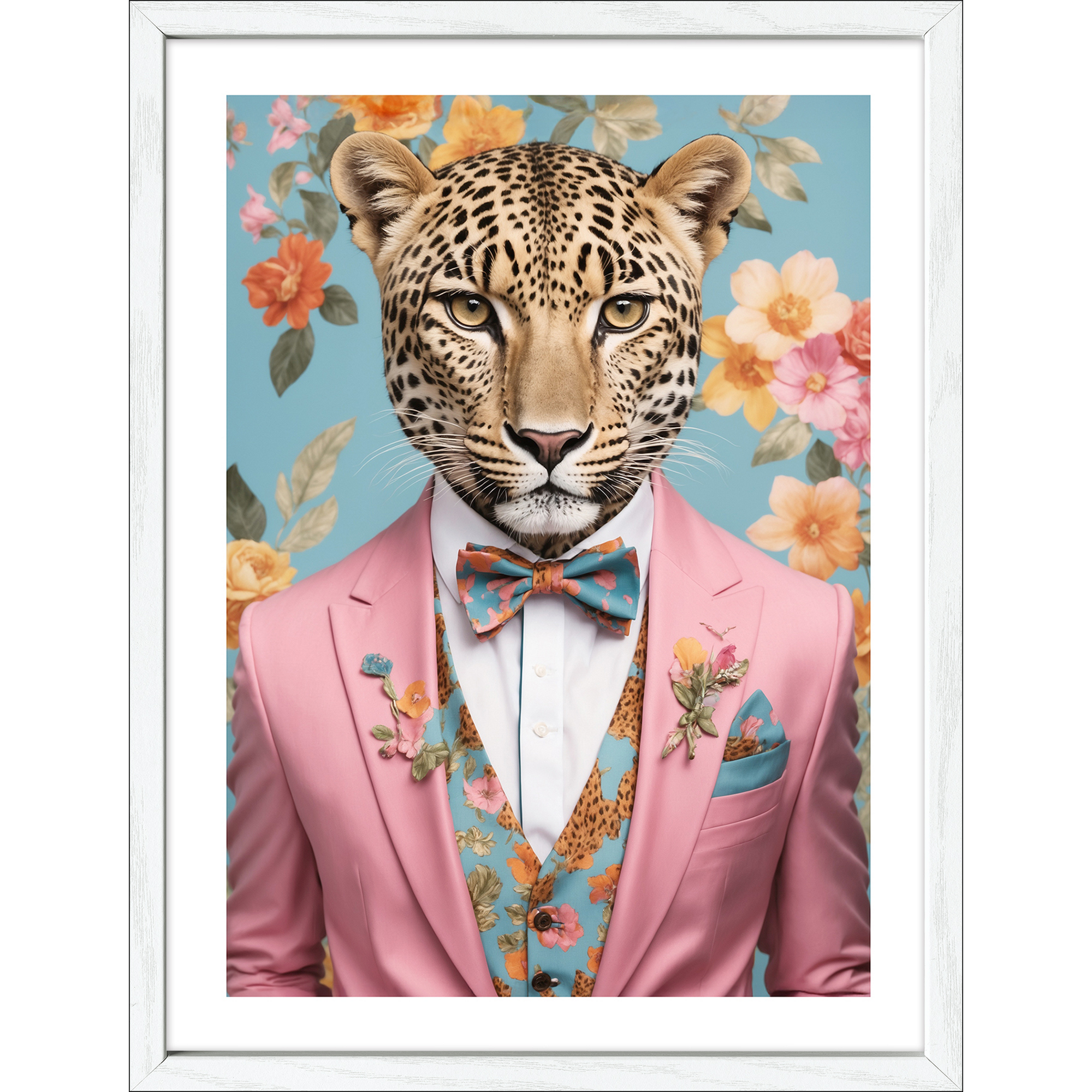 Kunstdruck Framed-Art Slim Scandic 'Leopard I' 33 x 43 cm gerahmt