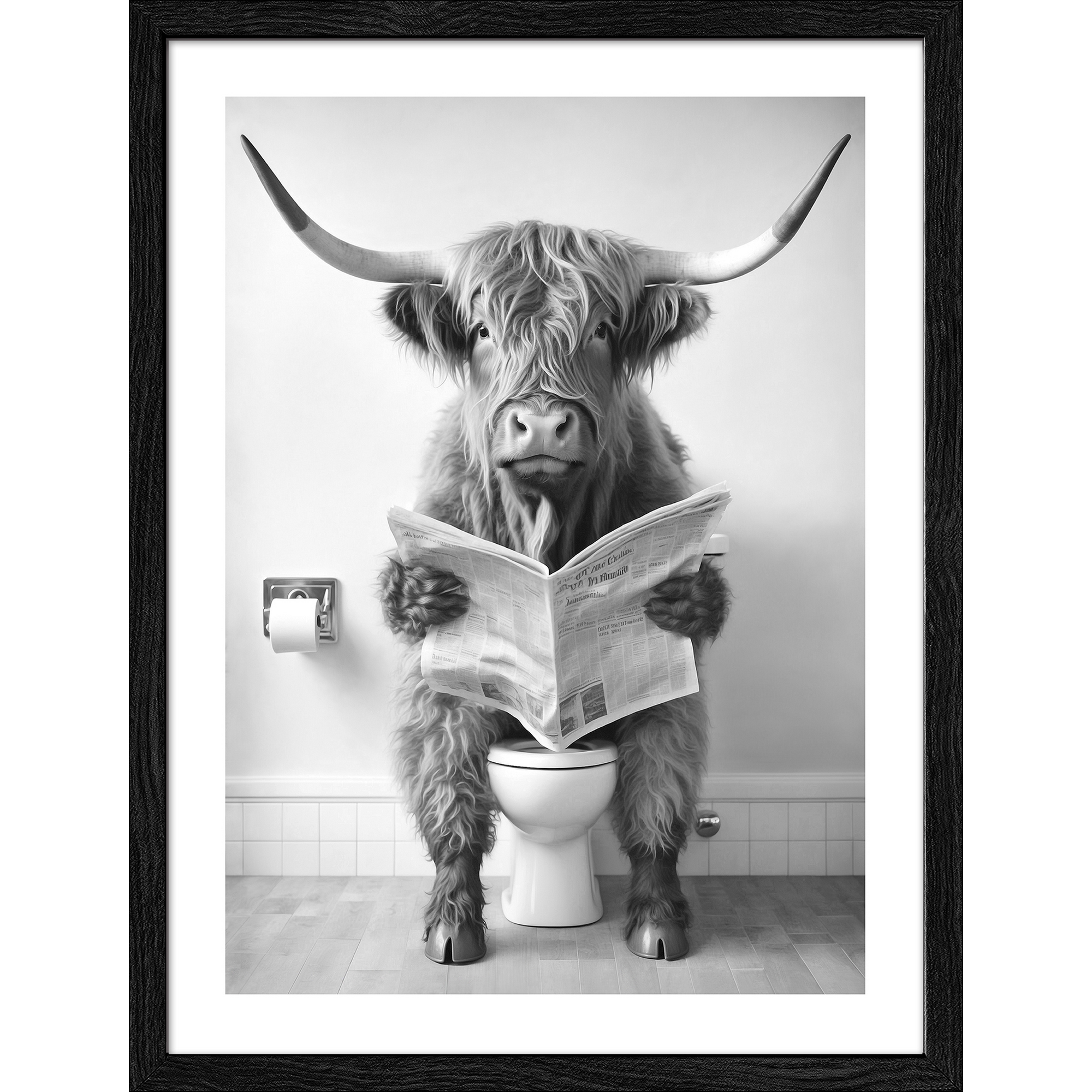 Kunstdruck Framed-Art Slim Scandic 'Hochlandrind' 33 x 43 cm gerahmt