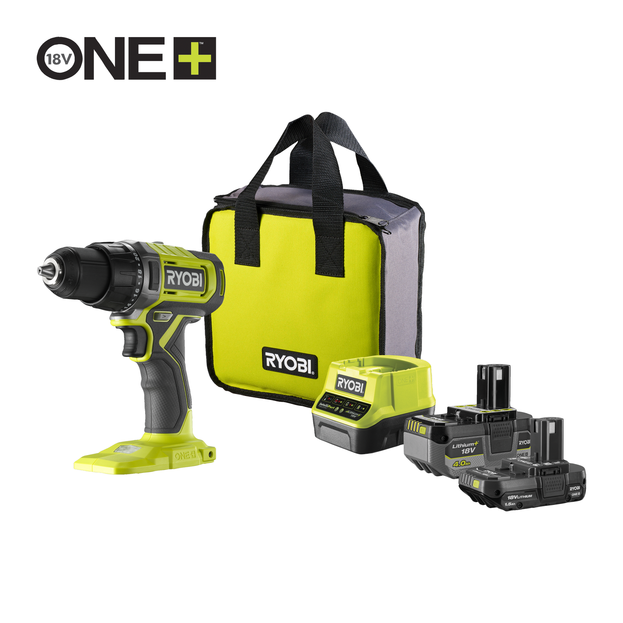 Akku-Bohrschrauber 'One+ RDD18-2C415S' 18 V mit 2 Akkus und Ladegerät