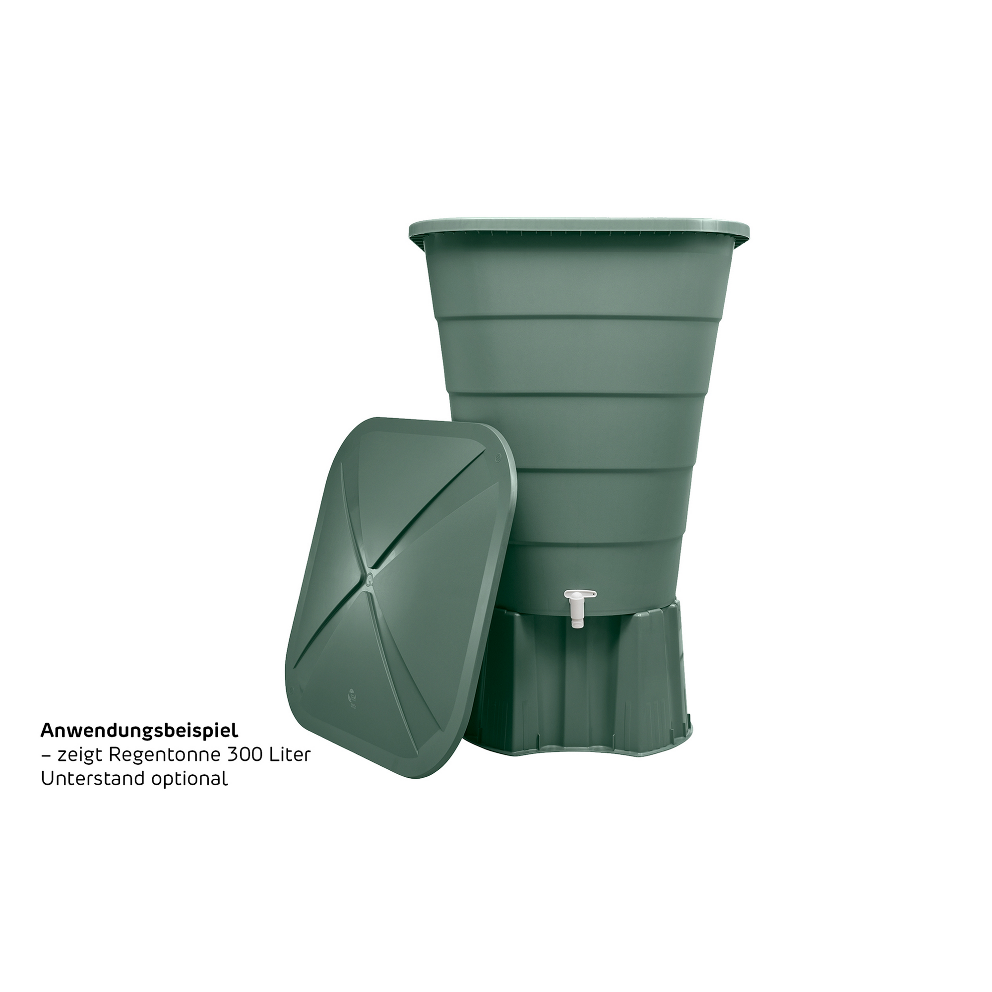 Regentonne 'Ibiza' eckig grün inklusive Deckel und Hahn 300 l