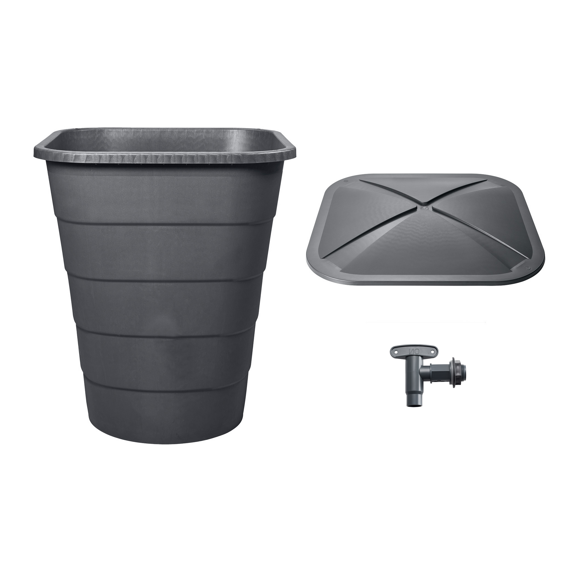 Regentonne 'Ibiza' graphite eckig 300 l inklusive Deckel und Hahn