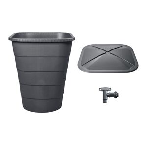 Regentonne 'Ibiza' graphite eckig 300 l inklusive Deckel und Hahn