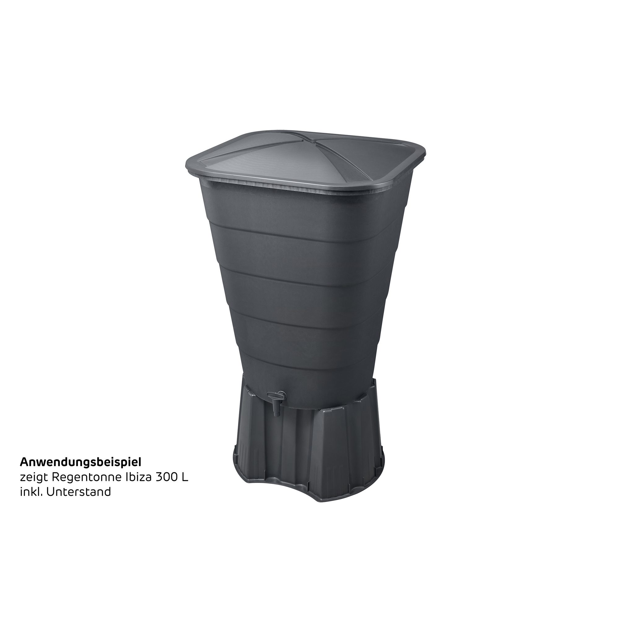 Regentonne 'Ibiza' graphite eckig 300 l inklusive Deckel und Hahn