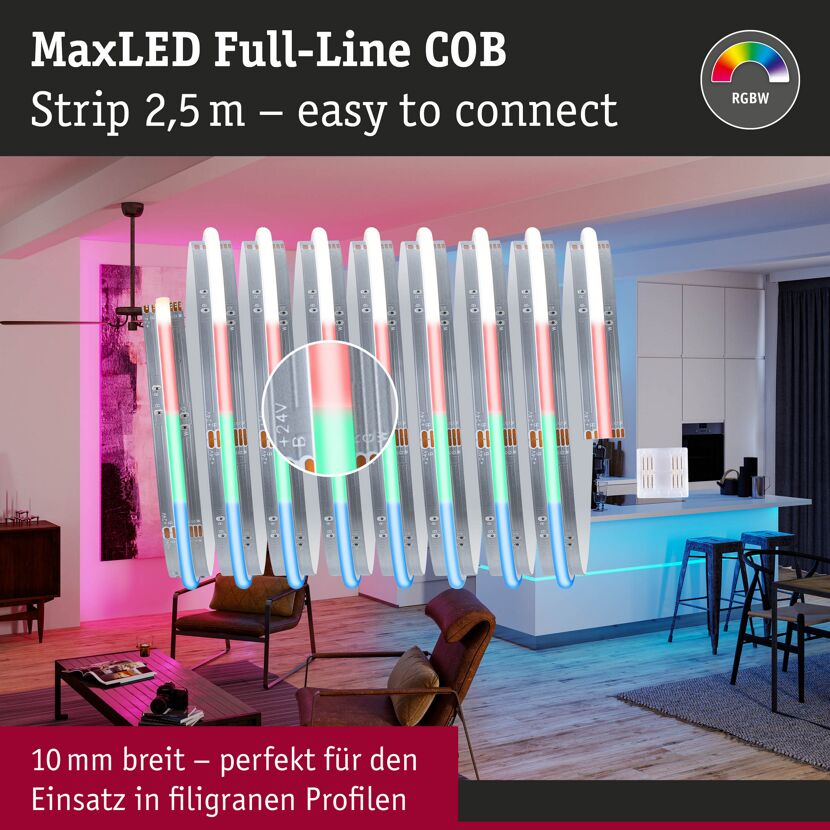 LED-Streifen 'MaxLED 500' chromfarben 2,5 m 15 W