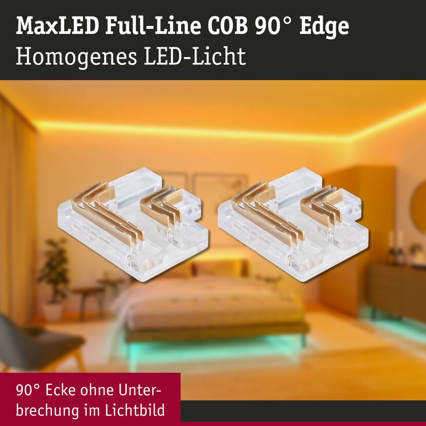 Eckelement 'MaxLED' transparent 90° 3000 K 144 W 2 Stück