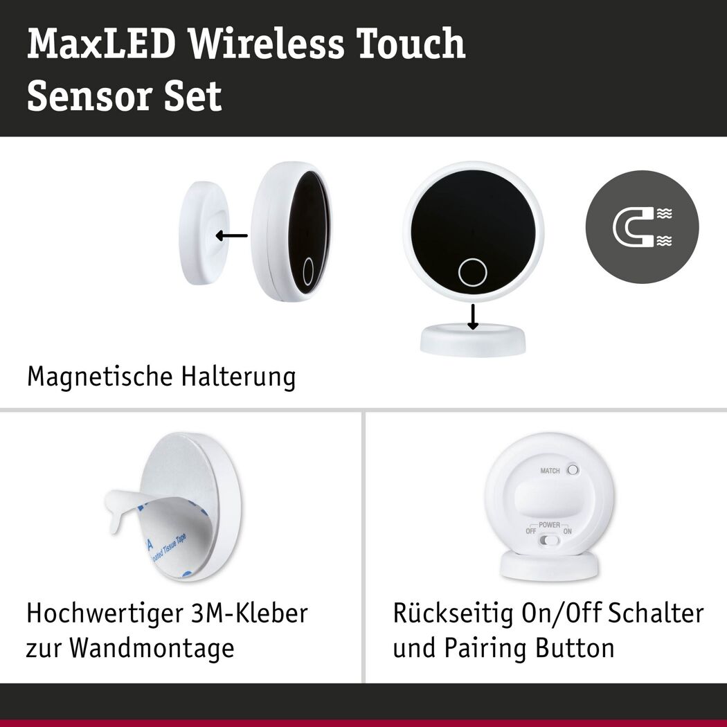Sensor-Basisset 'MaxLED' weiß, schwarz 24 V mit Empfänger