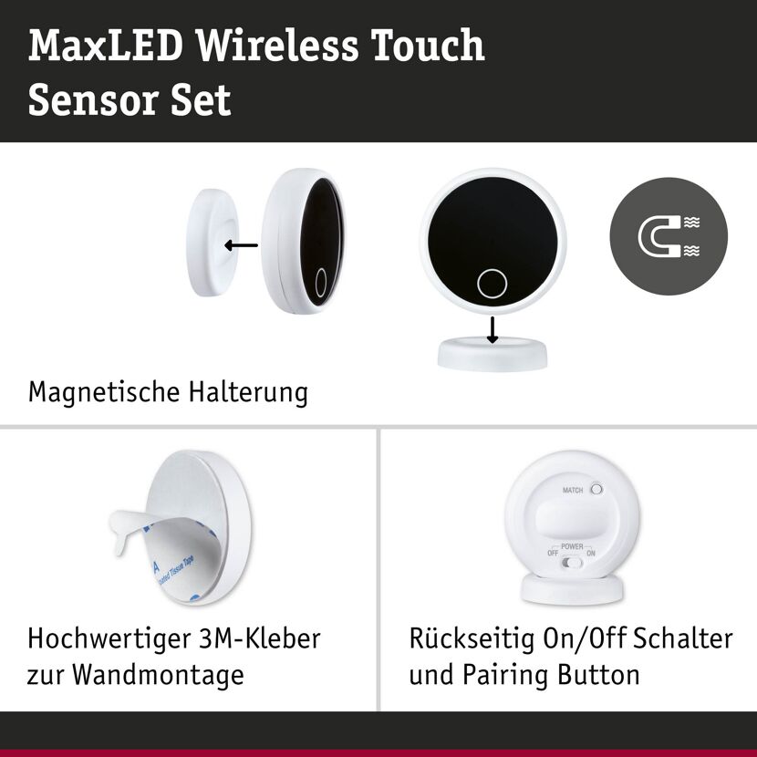 Sensor-Basisset 'MaxLED' weiß, schwarz 24 V mit Empfänger