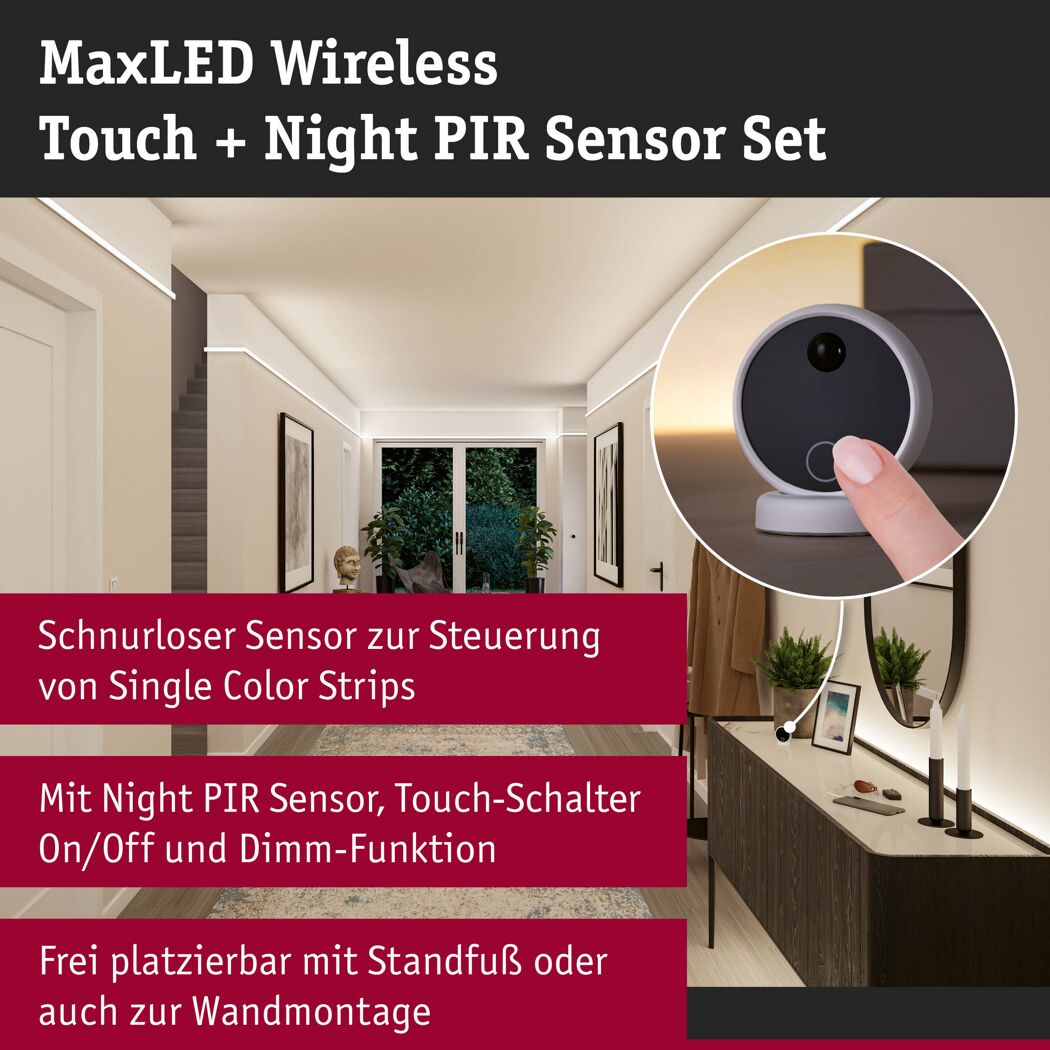 Sensor-Basisset 'MaxLED' mit PIR-Sensor weiß, schwarz 24 V mit Empfänger