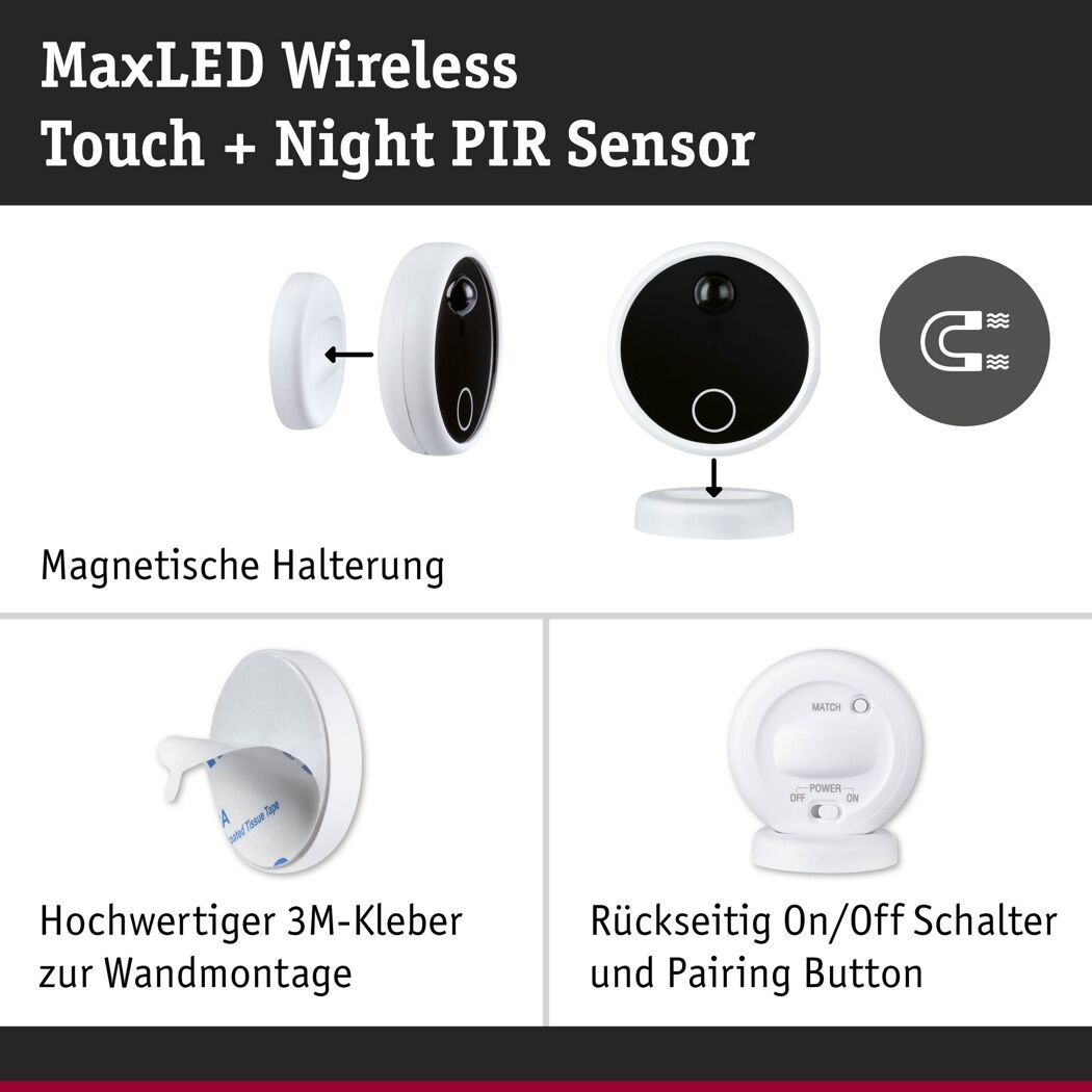 Sensor-Erweiterung 'MaxLED' mit PIR-Sensor weiß, schwarz 3 V