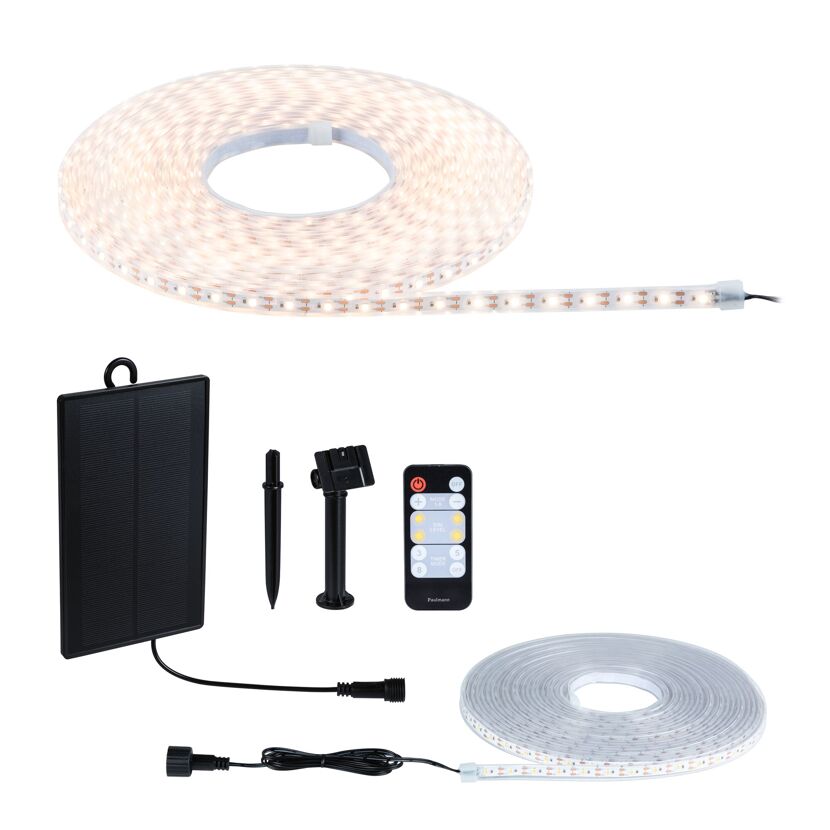 LED-Solar-Streifen 10 m warmweiß mit Solar-Panel und Fernbedienung