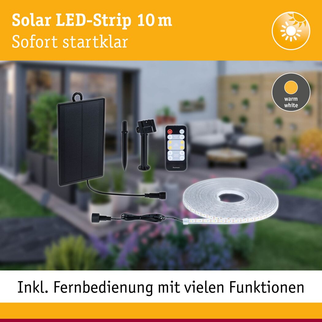 Solar-Leuchtstreifen 800 lm warmweiß IP 44 10,6 x 17,9 x 2,6 cm