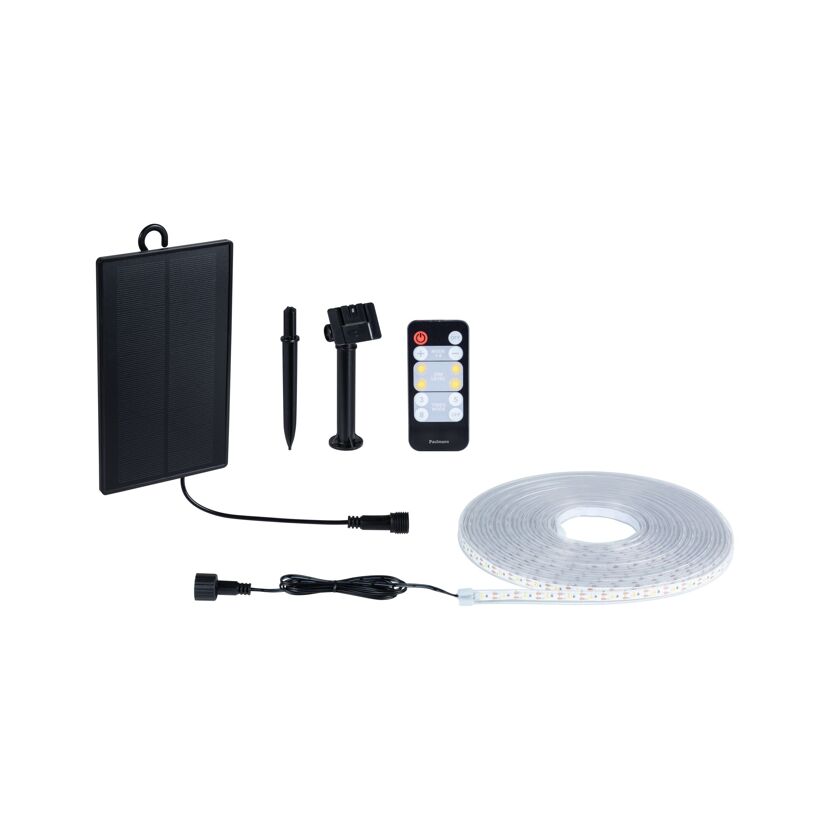 LED-Solar-Streifen 10 m warmweiß mit Solar-Panel und Fernbedienung