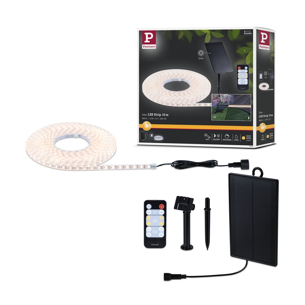 Solar-Leuchtstreifen 800 lm warmweiß IP 44 10,6 x 17,9 x 2,6 cm