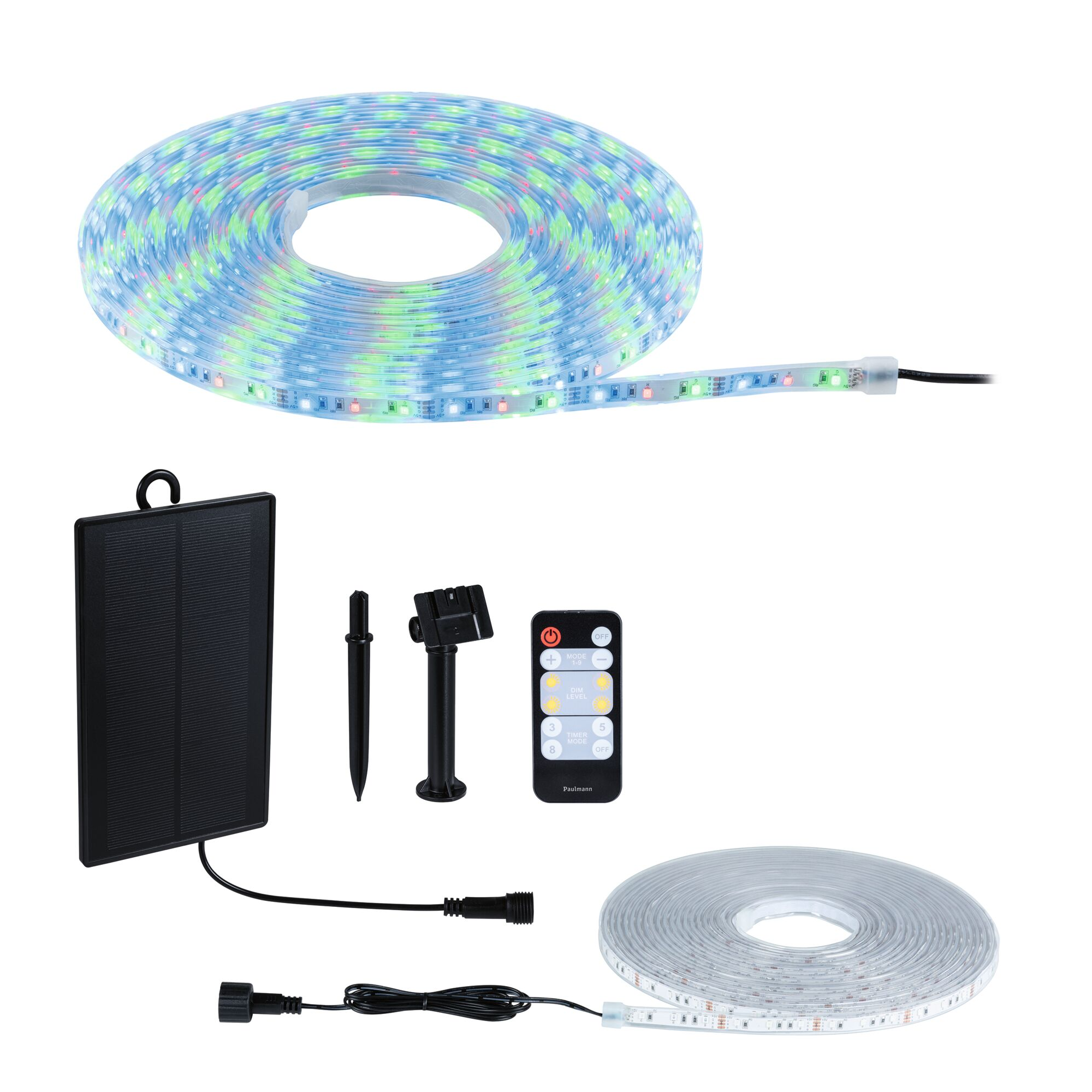 LED-Solar-Streifen 10 m RGB mit Solar-Panel und Fernbedienung