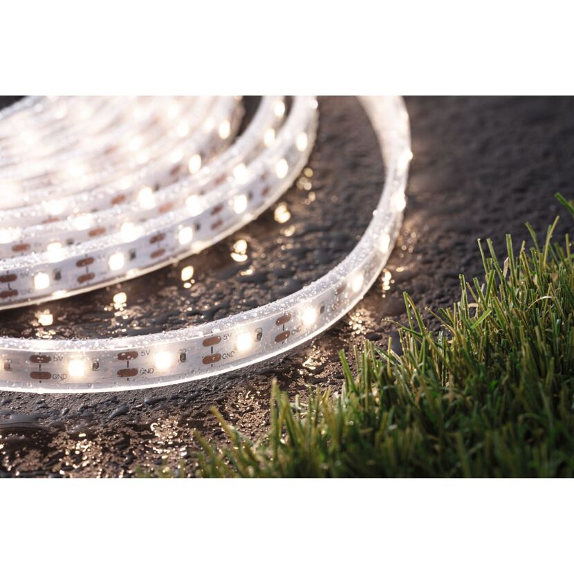 LED-Solar-Streifen 5 m warmweiß mit Solar-Panel und Fernbedienung