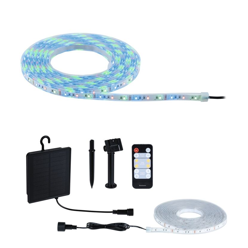 LED-Solar-Streifen 5 m RGB mit Solar-Panel und Fernbedienung
