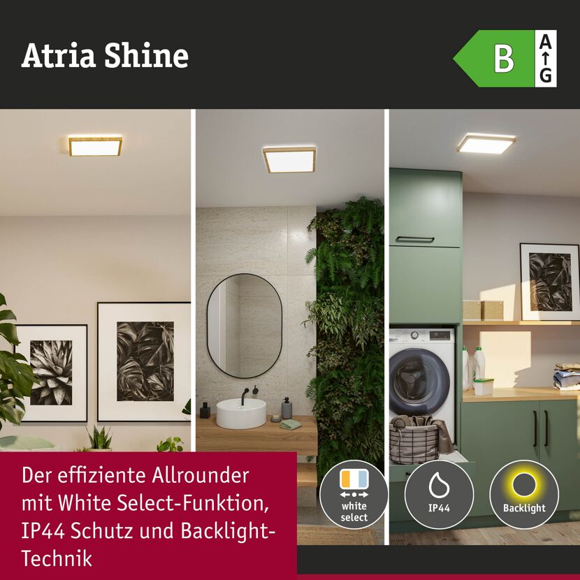 LED-Panel 'Atria Shine' Holzoptik 15,7 W 29,8 x 3,5 x 29,8 cm