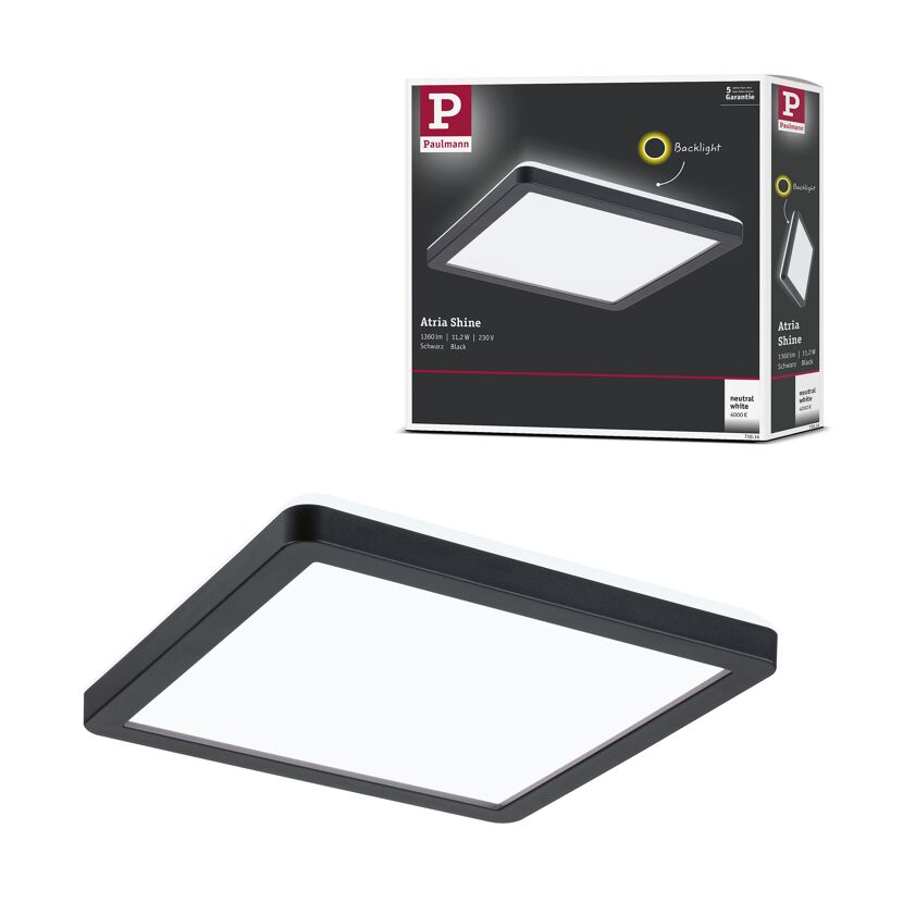 LED-Panel 'Atria Shine' schwarz 11,2 W 19 x 2,8 x 19 cm