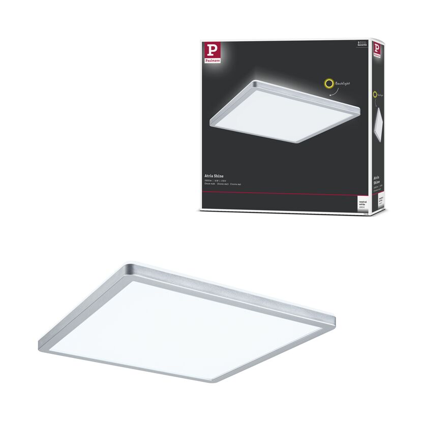 LED-Panel 'Atria Shine' chromfarben 16 W 29,3 x 2,8 x 29,3 cm