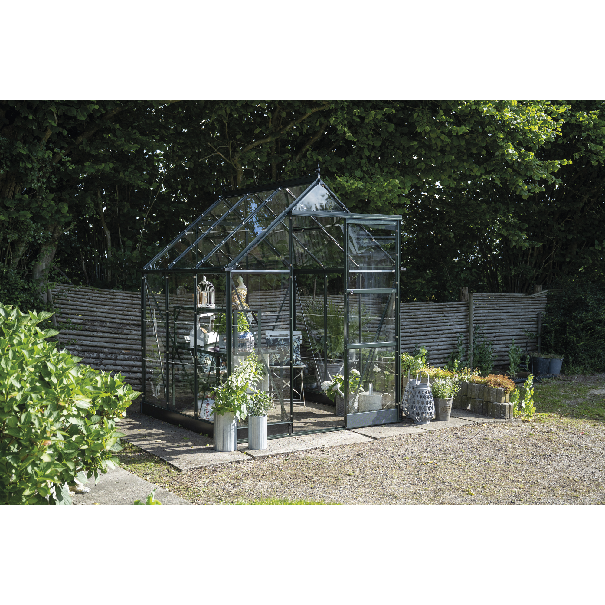 Gewächshaus 'ICON 6' 192,5 x 192,5 cm mit 3 mm Blankglas grün