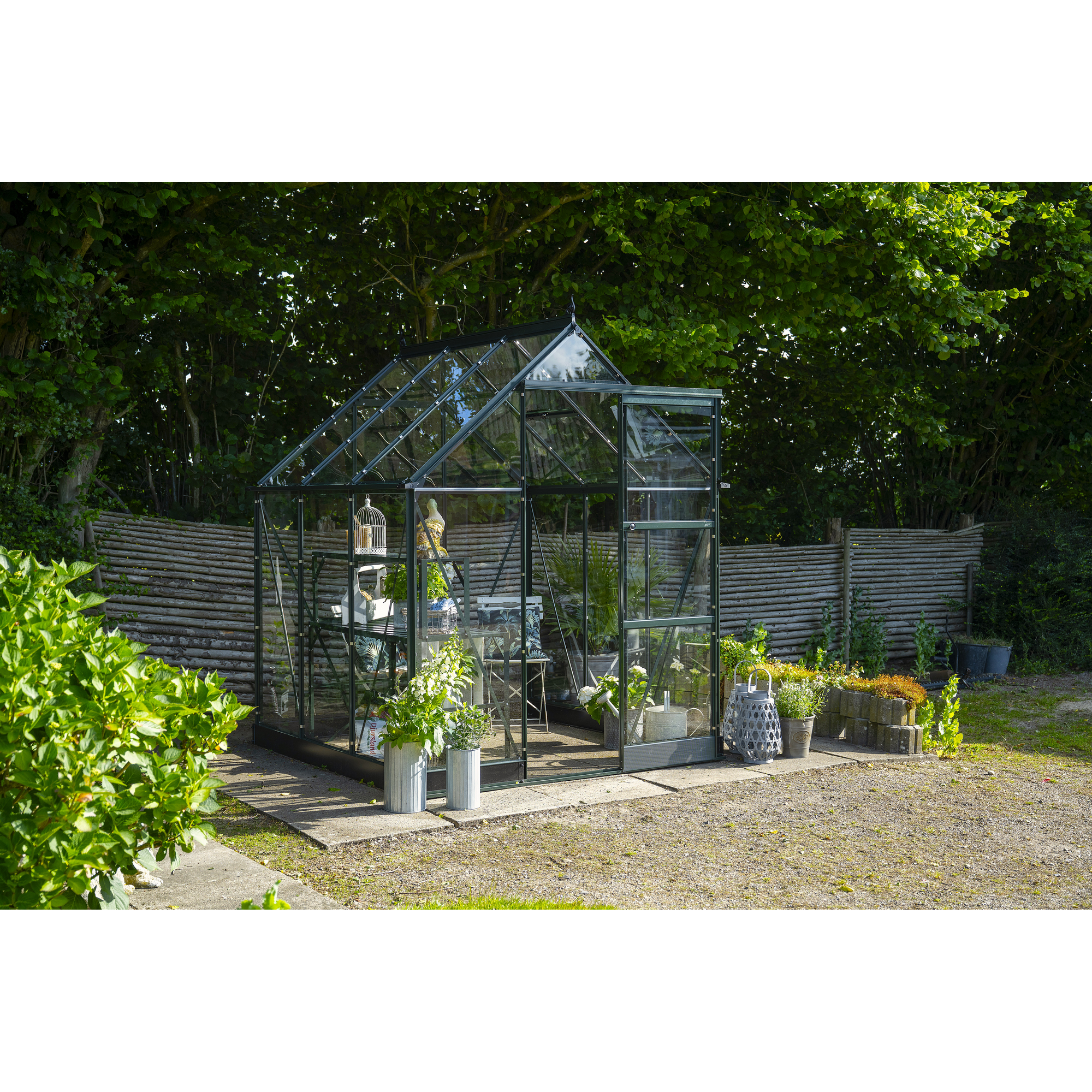 Gewächshaus 'ICON 6' 192,5 x 192,5 cm mit 3 mm Sicherheitsglas grün