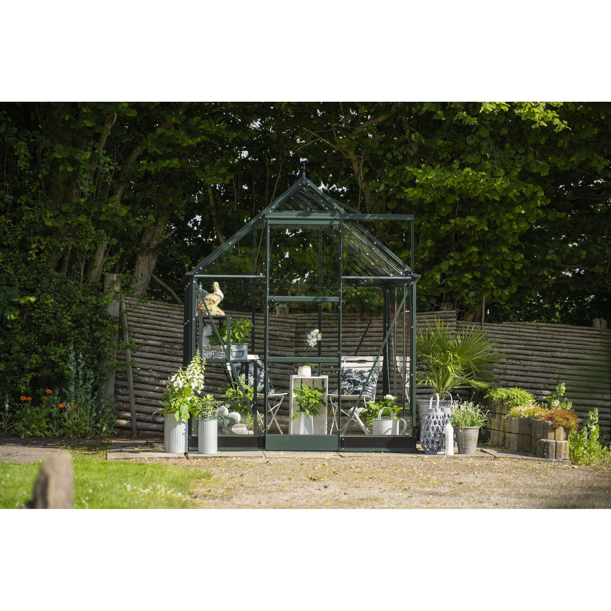 Gewächshaus 'ICON 6' 192,5 x 192,5 cm mit 3 mm Sicherheitsglas grün