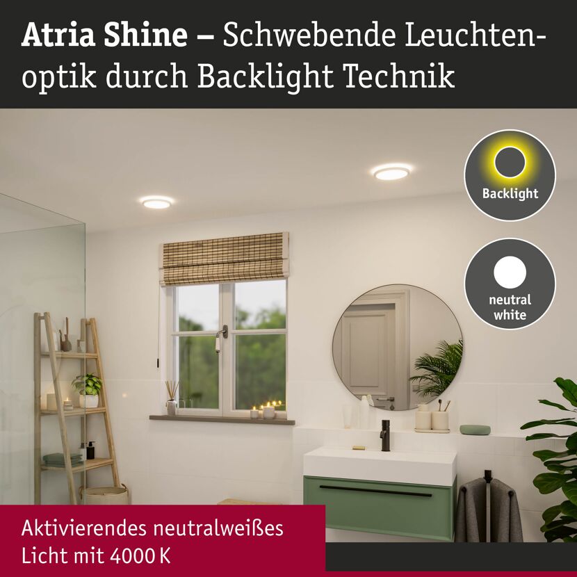 LED-Panel 'Atria Shine' weiß 11,2 W Ø 19 x 3 cm