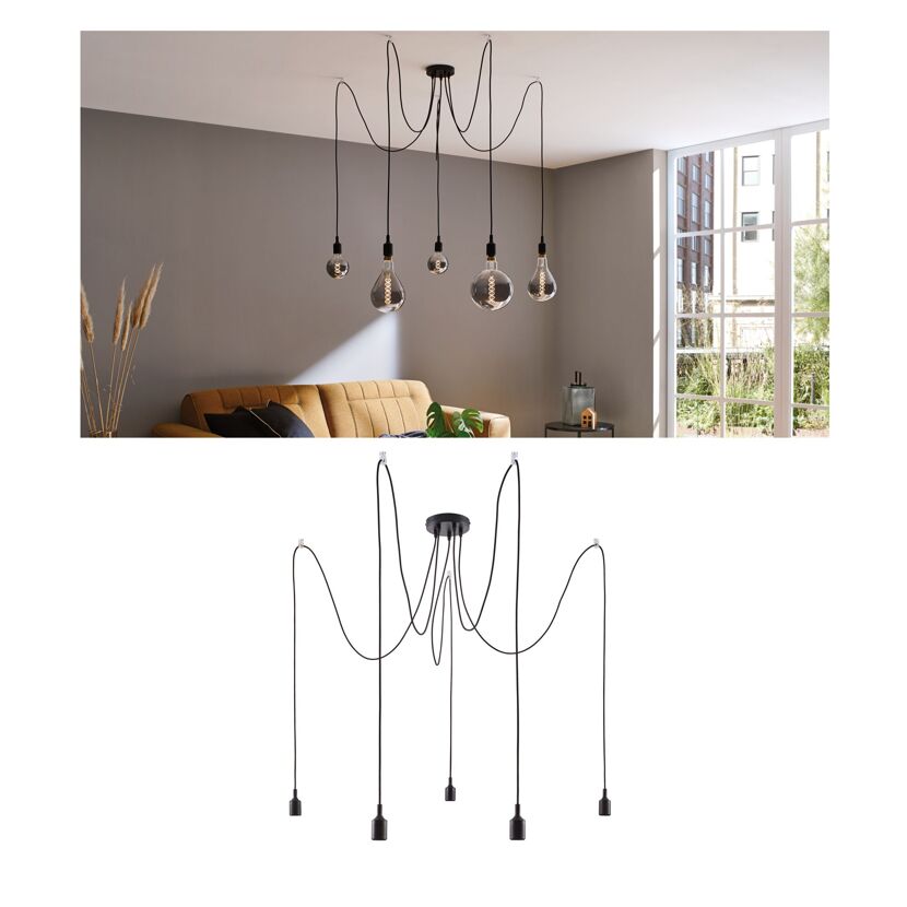 Pendelleuchte 'Neordic' E27 schwarz 200 cm