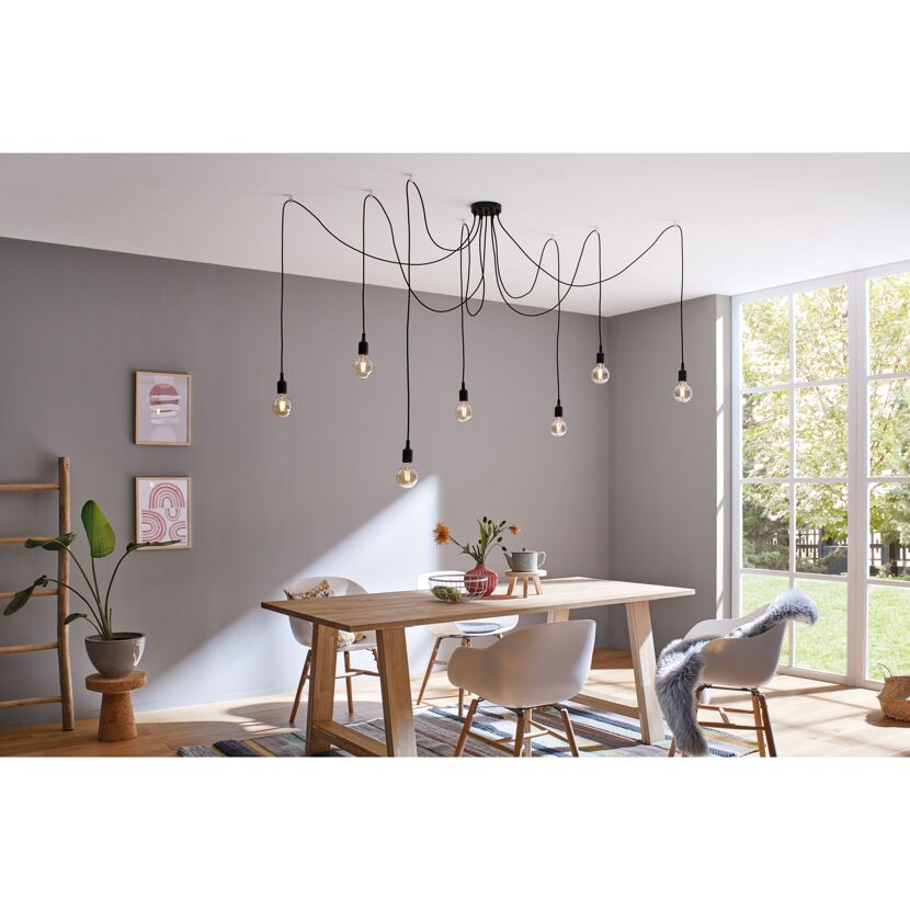 Pendelleuchte 'Neordic' E27 schwarz 200 cm