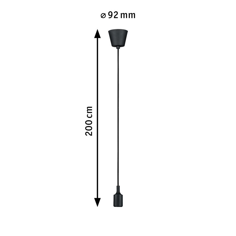 Pendelleuchte 'Neordic' E27 schwarz 200 cm
