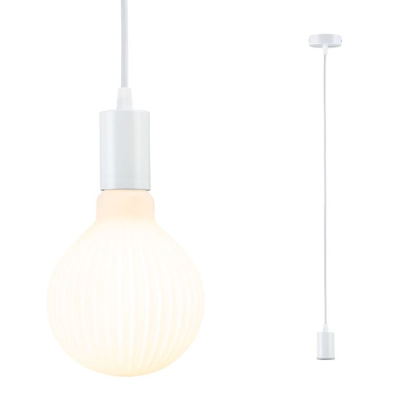 Pendelleuchte 'Ravi' E27 mattweiß 150 cm