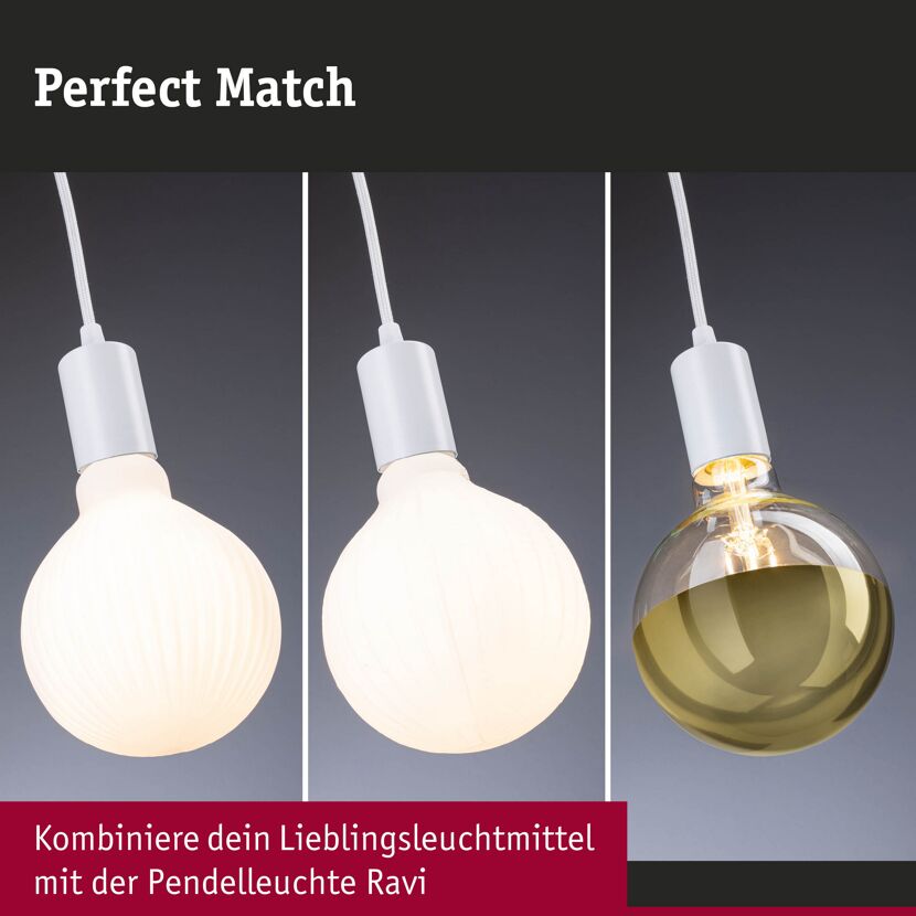 Pendelleuchte 'Ravi' E27 mattweiß 150 cm