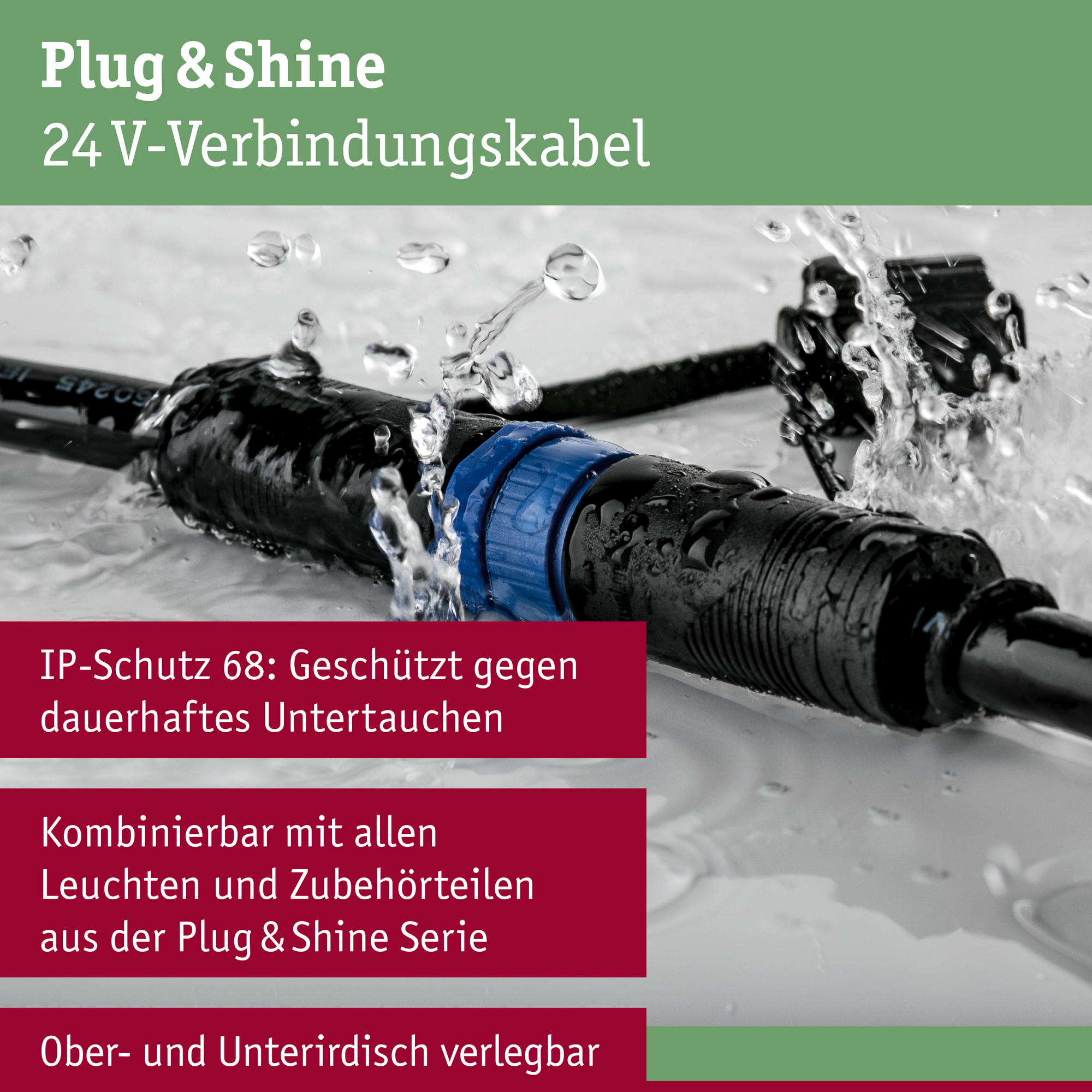 Verbindungskabel 'Plug & Shine' schwarz 5 m