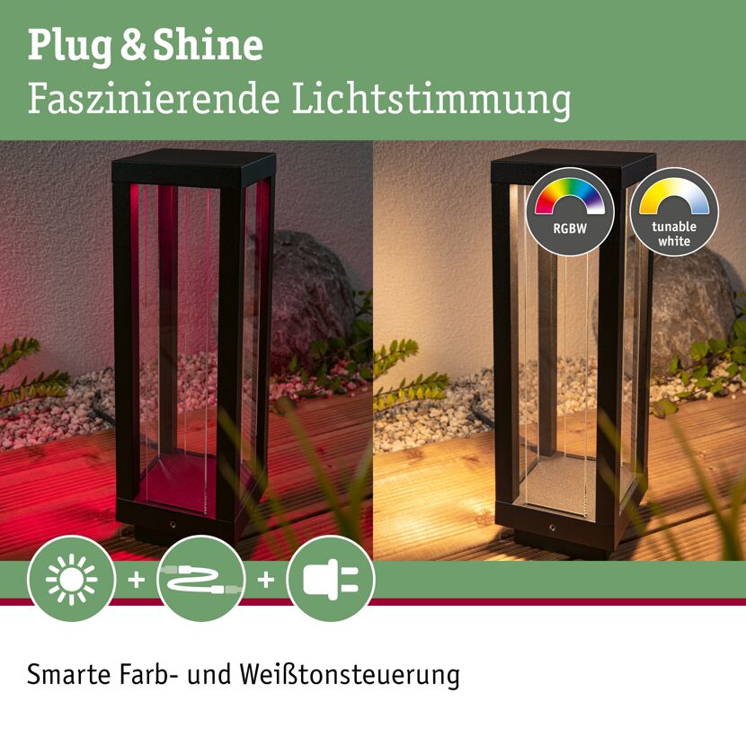 LED-Außenleuchte 'Plug & Shine' anthrazit 2 W 10 x 30 x 10 cm