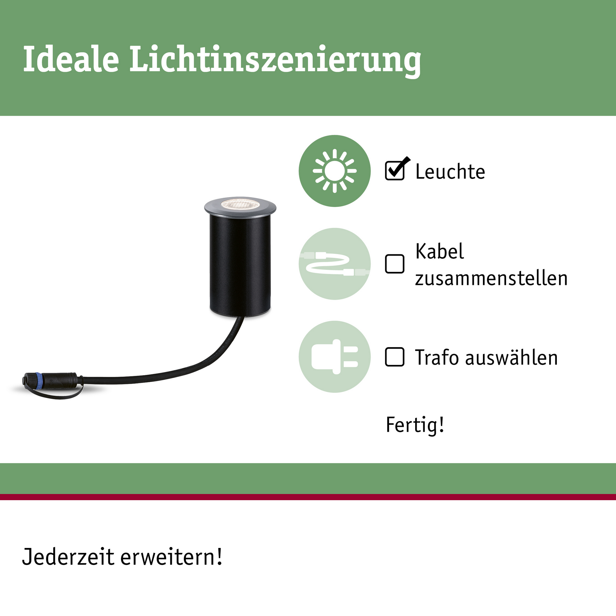 Außeneinbauleuchte 'Plug & Shine' Aluminium grau 11 W Ø 8,2 cm