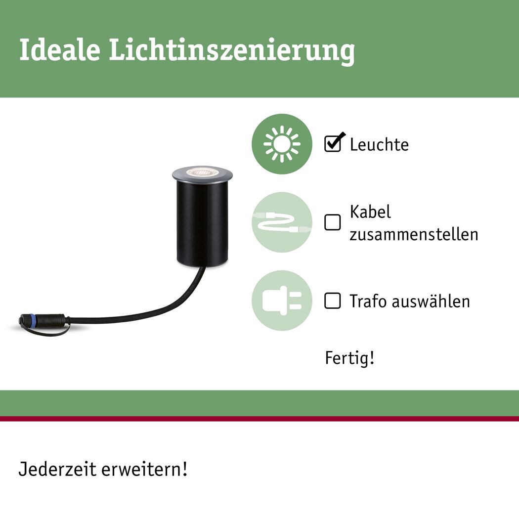 LED-Außeneinbauleuchte 'Plug & Shine' dimmbar 11 W 1200 lm warmweiß Ø 8,2 cm