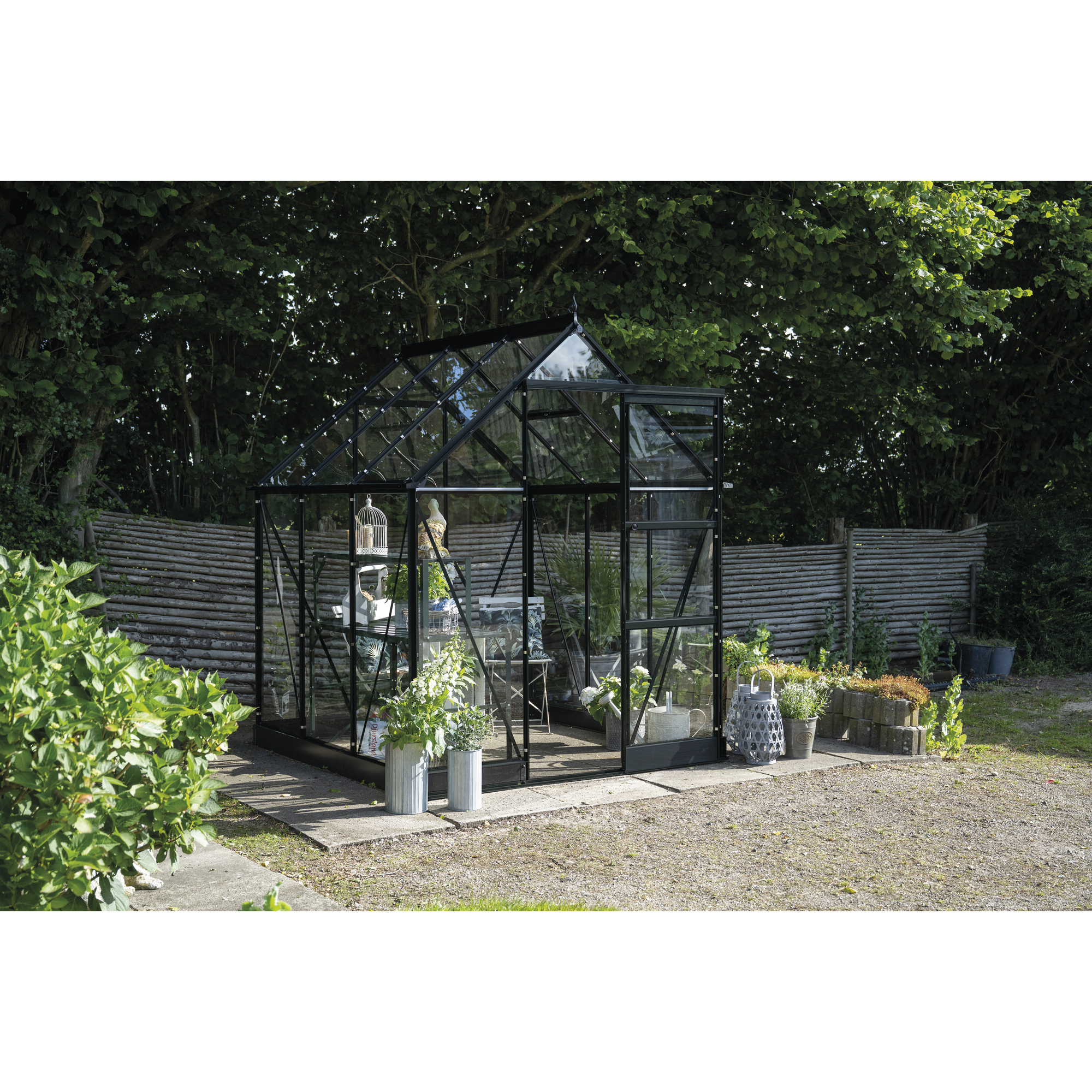 Gewächshaus 'ICON 6' 192,5 x 192,5 cm mit 3 mm Sicherheitsglas schwarz