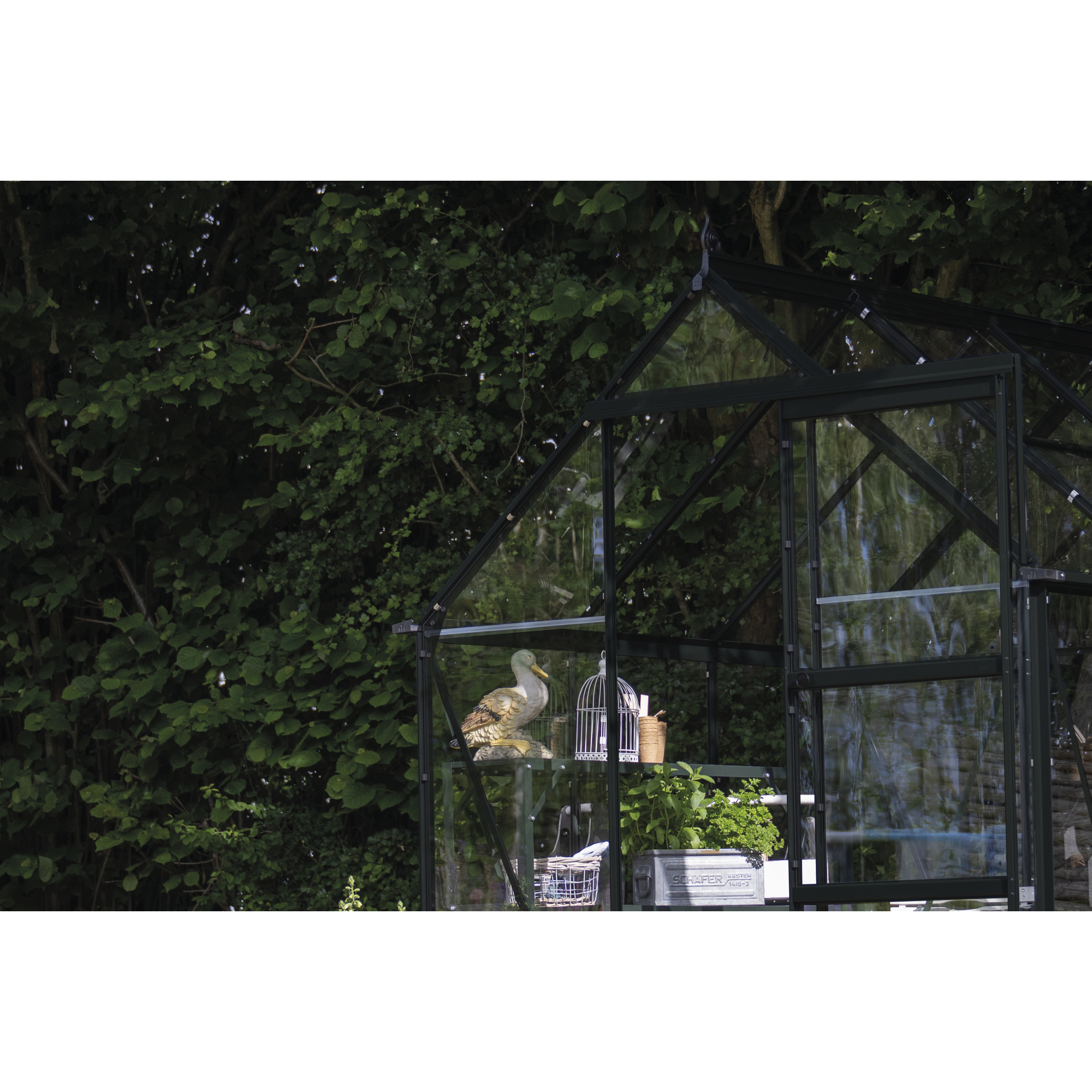 Gewächshaus 'ICON 6' 192,5 x 192,5 cm mit 3 mm Sicherheitsglas schwarz
