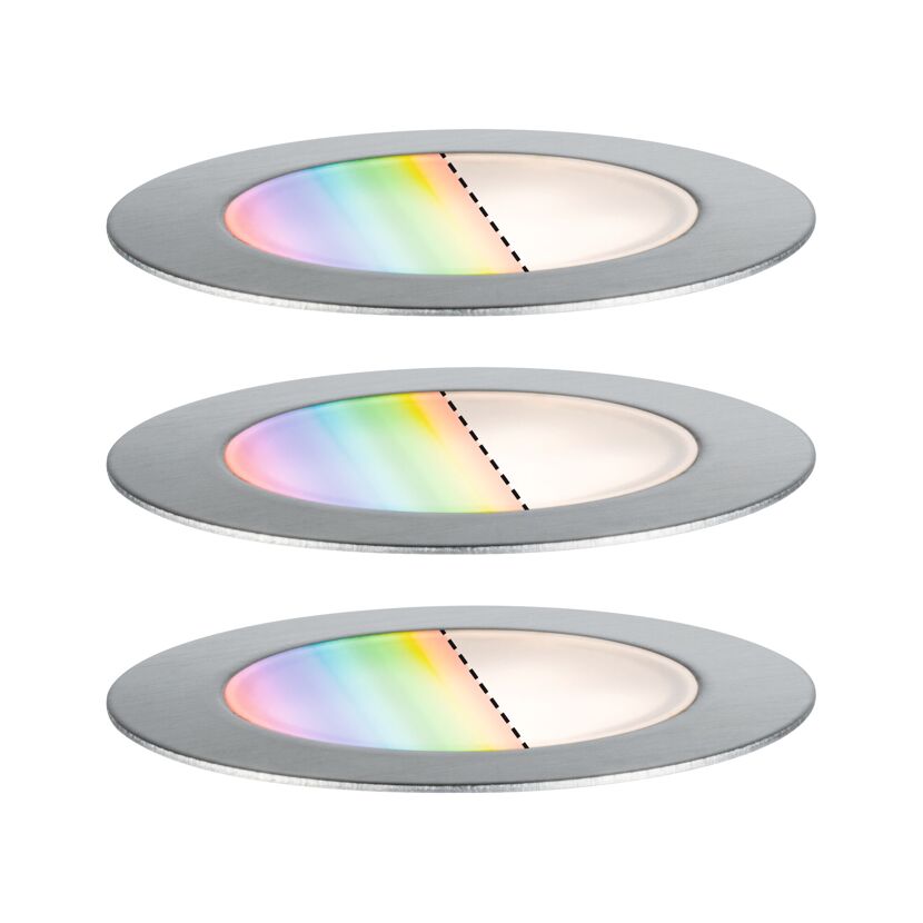 Außeneinbauleuchten-Set 'Plug & Shine' edelstahlfarben 3 Stück