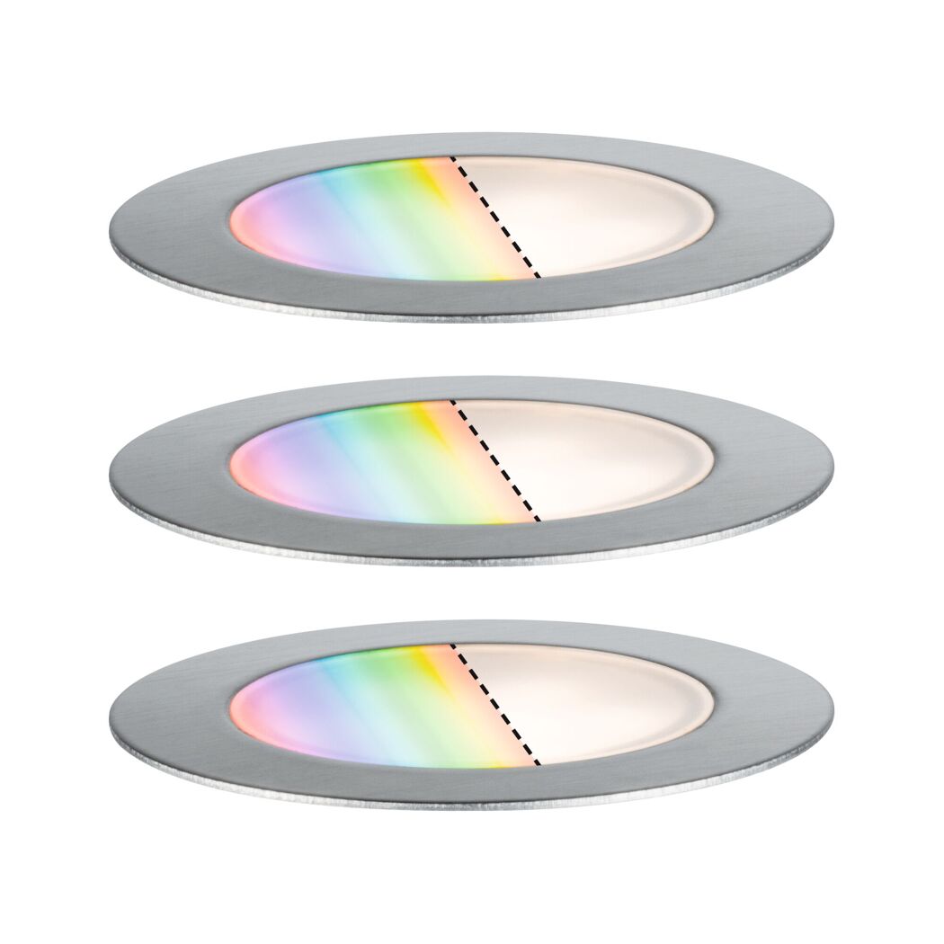 LED-Außeneinbauleuchtenset 'Plug & Shine' dimmbar 2 W 100 lm RGB - tunable white Ø 7 cm 3 Stück