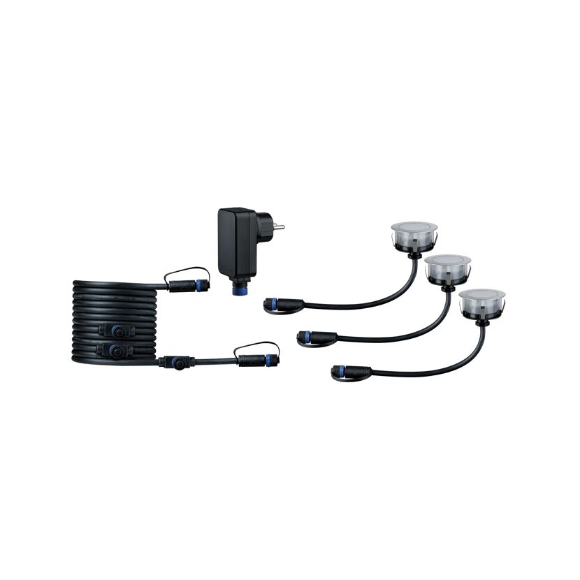Außeneinbauleuchten-Set 'Plug & Shine' edelstahlfarben 3 Stück